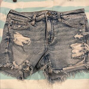 American Eagle Outfitters Light Blue Distressed Jean Shorts